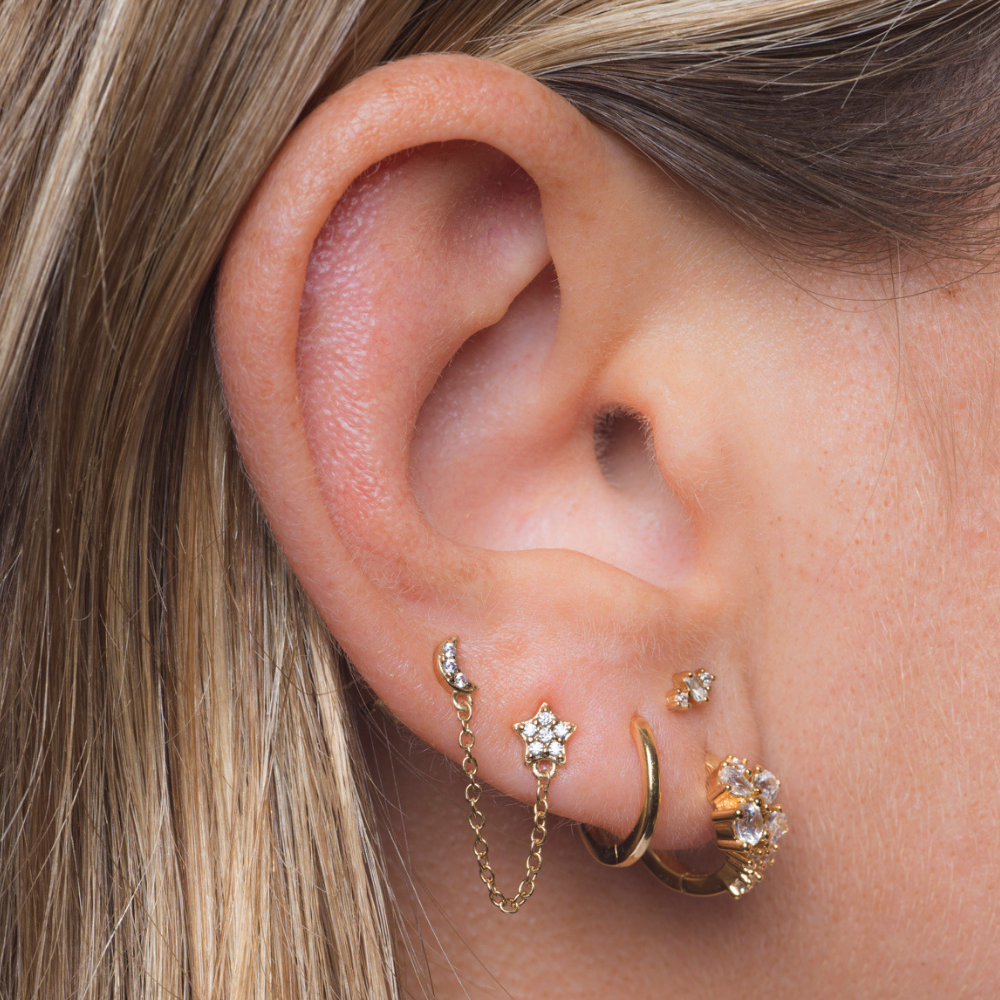 Boucle d'oreille Puce dorée or 24 carats